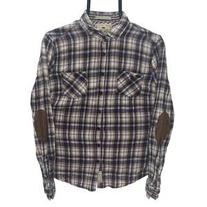 Timeout Los Angeles Junior's LG Purple Flannel Long Sleeve Shirt Elbow Patches